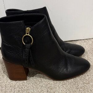 Franco Sarto Black Leather Ankle Boots